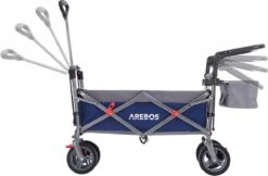 AREBOS Premium Steekwagen Met Dak Opvouwbare Tuinkar Handkar Bolderkar Blauw / Grijs -Campingwinkels 1200x787 6