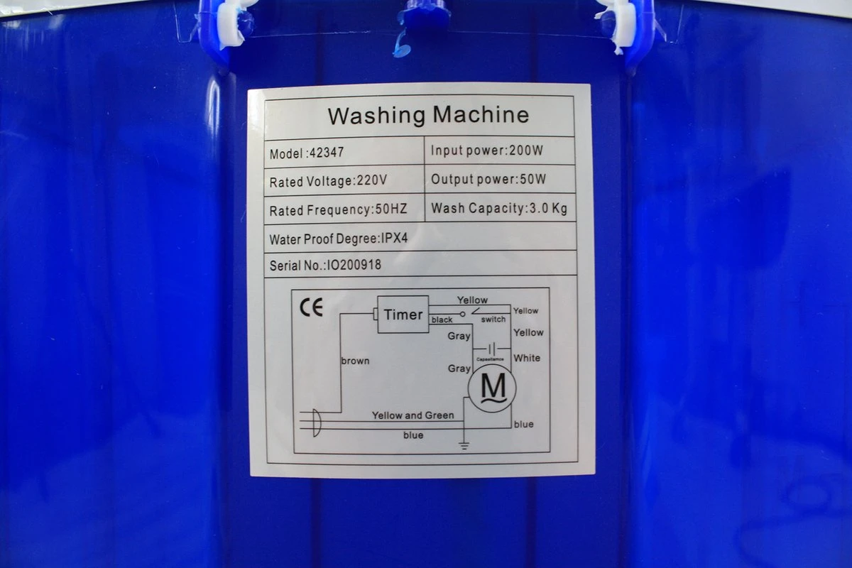 Lowander Mini Wasmachine 3kg Met Centrifuge - Kleine Camping Wasmachine - Met Bovenlader 9 Lowander Mini Wasmachine 3kg Met Centrifuge - Kleine Camping Wasmachine - Met Bovenlader - Afbeelding 9