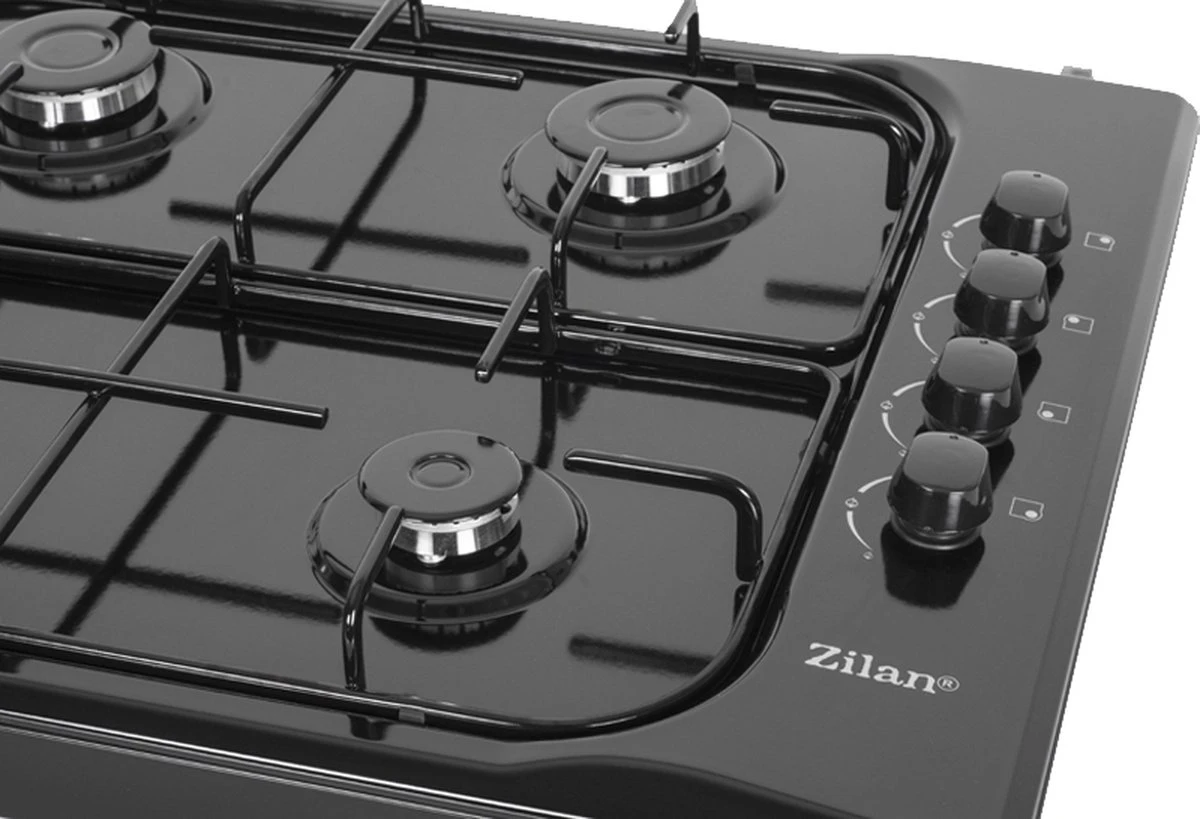 Zilan - Vrijstaande Gaskookplaat - 4 Branders - Gaskooktoestel 4 Pits - Zwart - Roestbestendig 3 Zilan - Vrijstaande Gaskookplaat - 4 Branders - Gaskooktoestel 4 Pits - Zwart - Roestbestendig - Image 3