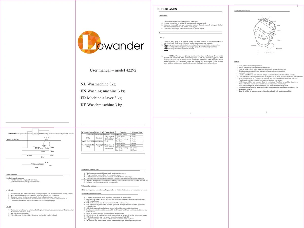 Lowander Mini Wasmachine 3kg Met Centrifuge - Kleine Camping Wasmachine - Met Bovenlader 2 Lowander Mini Wasmachine 3kg Met Centrifuge - Kleine Camping Wasmachine - Met Bovenlader - Afbeelding 2