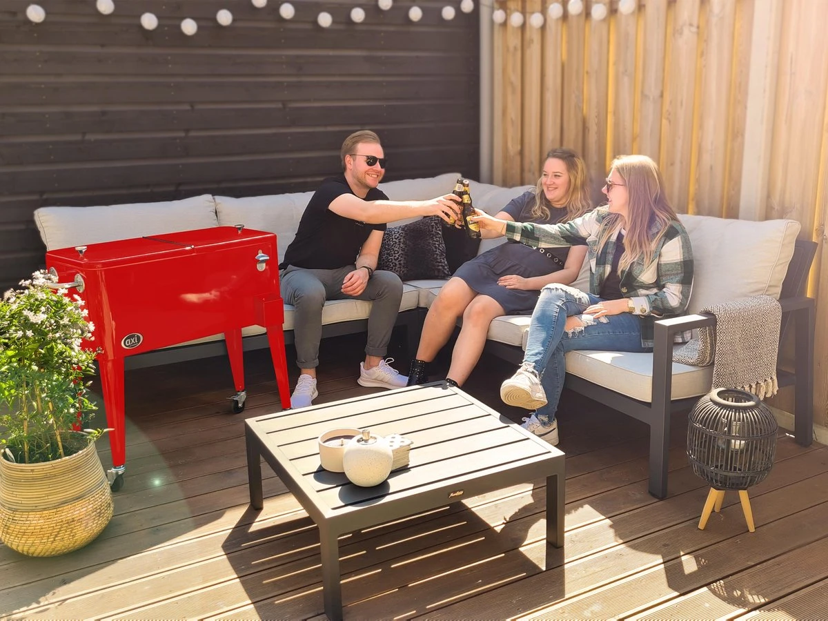 AXI Retro Cooler Rood - Koeler Met Wielen - 76L Inhoud - Koelbox Met Aftapkraan 5 AXI Retro Cooler Rood - Koeler Met Wielen - 76L Inhoud - Koelbox Met Aftapkraan - Afbeelding 5