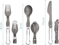 Navaris Campingbestek Van Titanium - Set Met Vork, Mes En Lepel - Inklapbaar - Bestekset Voor Onderweg - Inclusief Karabijnhaak En Bewaarzakje -Campingwinkels 1200x913 3