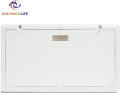 Merkloos NormadicLife® - Outdoor – Opklapbare Tafel - Eettafel – Tafel Voor Buitenkeuken - Caravan – Camper – Picknicktafel - Ingebouwd Ledlicht – Wit -Campingwinkels 1200x929