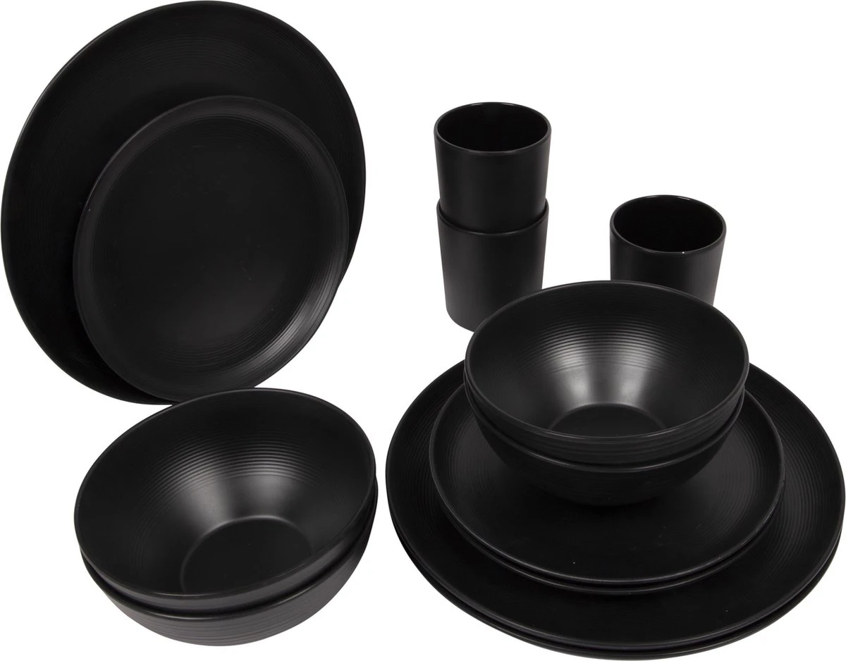 Bo-Camp Industrial - Servies - Orville - Campingbord - 16-delig - Mat Zwart 6 Bo-Camp Industrial - Servies - Orville - Campingbord - 16-delig - Mat Zwart - Afbeelding 6