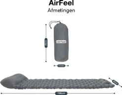 AirFeel Opblaasbaar Slaapmatje - Ingebouwde Pomp En Kussen - Lichtgewicht - 196 X 60 X 6cm - Gray -Campingwinkels 1200x939 3