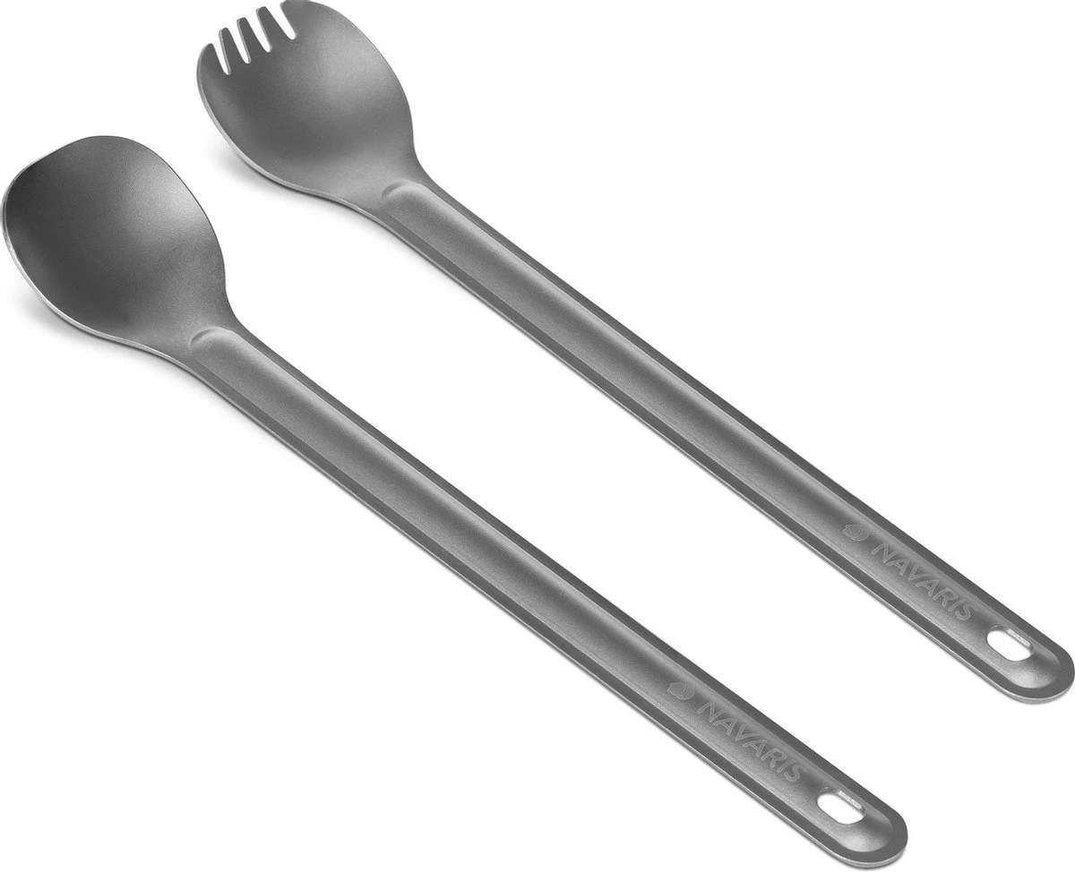 Navaris Spork En Lepel Met Extra Lange Handgreep - Campingbestek Van Titanium - Bestek Voor Onderweg - Lichtgewicht - Inclusief Bewaarzakje 5 Navaris Spork En Lepel Met Extra Lange Handgreep - Campingbestek Van Titanium - Bestek Voor Onderweg - Lichtgewicht - Inclusief Bewaarzakje - Afbeelding 5