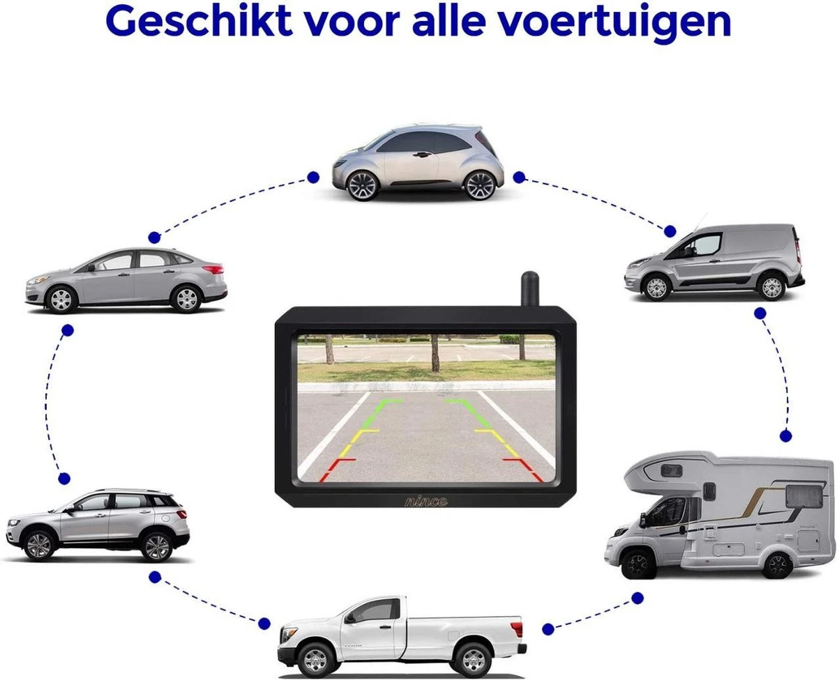 Nince ARC1 Draadloze Achteruitrijcamera Draadloos 2022 Model - 5 Inch Digitale Achteruit Rijcamera Met IR Nachtzicht - 2 Kanaals 2 Nince ARC1 Draadloze Achteruitrijcamera Draadloos 2022 Model - 5 Inch Digitale Achteruit Rijcamera Met IR Nachtzicht - 2 Kanaals - Afbeelding 2