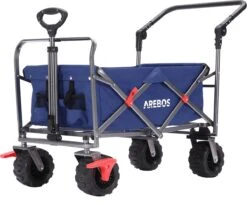 AREBOS Handkar | Transportwagen | Apparatuurwagen | Opvouwbaar | Duwstang| Blauw -Campingwinkels 1200x988 6