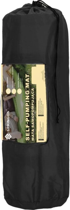 Springos Slaapmat | Zelfopblazend | 180 Cm | Inclusief Hoes | Zwart -Campingwinkels 402x1200