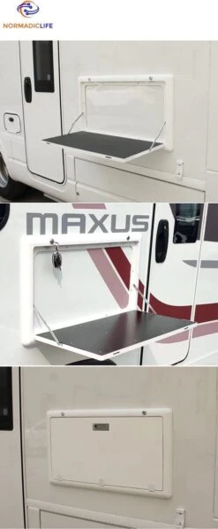 Merkloos NormadicLife® - Outdoor – Opklapbare Tafel - Eettafel – Tafel Voor Buitenkeuken - Caravan – Camper – Picknicktafel - Ingebouwd Ledlicht – Wit -Campingwinkels 496x1200