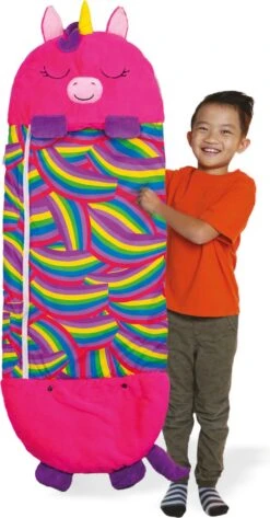 Mediashop Happy Nappers Kinderslaapzak - 2-in-1 Zachte Knuffel En Zomerslaapzak - Roze Eenhoorn Motief Voor Kinderen Van 3 Tot 6 Jaar -Campingwinkels 627x1200