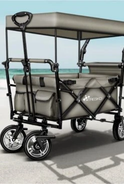 Wildebeest Bolderkar Opvouwbaar Grijs - Bolderwagen Met Kinder Zitje - Bolderkarren - Handkar Grijs - Opvouwbaar Transportwagen - Transportkar - Handkar Tuin Trolley Met Dak Transport Trolley XXL -Campingwinkels 812x1200 3