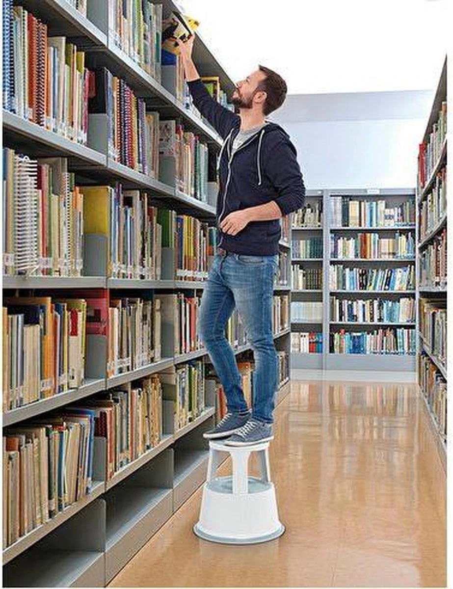 Wedo - Rollhocker, Metalen Opstapkrukje - Lichtgrijs 2 Wedo - Rollhocker, Metalen Opstapkrukje - Lichtgrijs - Afbeelding 2